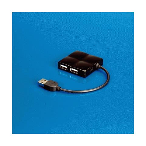 USB 2.0 Notebook Hub 4-ports, 0,12m, Nero, 50 x 50 x 10 mm, 1x USB A 4x USB A (F)  - Foto 1